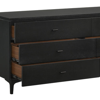 Armen Living - Legend Black Glaze Ash Veneer 6 Drawer Dresser with Metal Legs - LCLEDRBL veiw 5