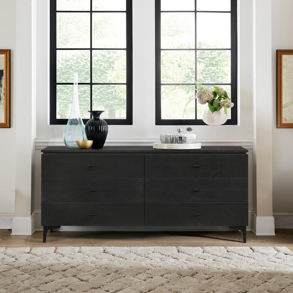 Armen Living - Legend Black Glaze Ash Veneer 6 Drawer Dresser with Metal Legs - LCLEDRBL veiw 7