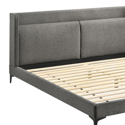 Armen Living - Legend Gray Fabric Eastern King Platform Bed with Black Metal Legs - LCLEBDCHKG veiw 2