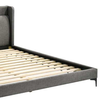 Armen Living - Legend Gray Fabric Eastern King Platform Bed with Black Metal Legs - LCLEBDCHKG veiw 3
