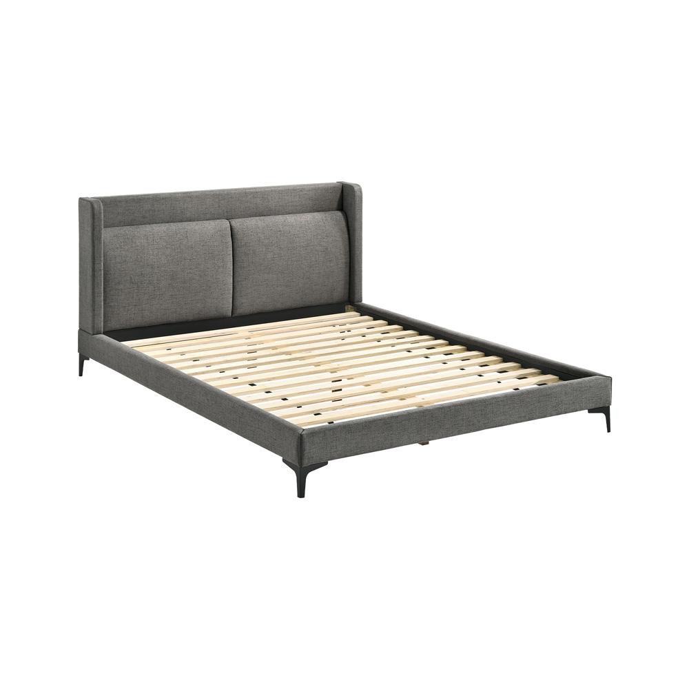 Armen Living - Legend Gray Fabric Queen Platform Bed with Black Metal Legs - LCLEBDCHQN veiw 1