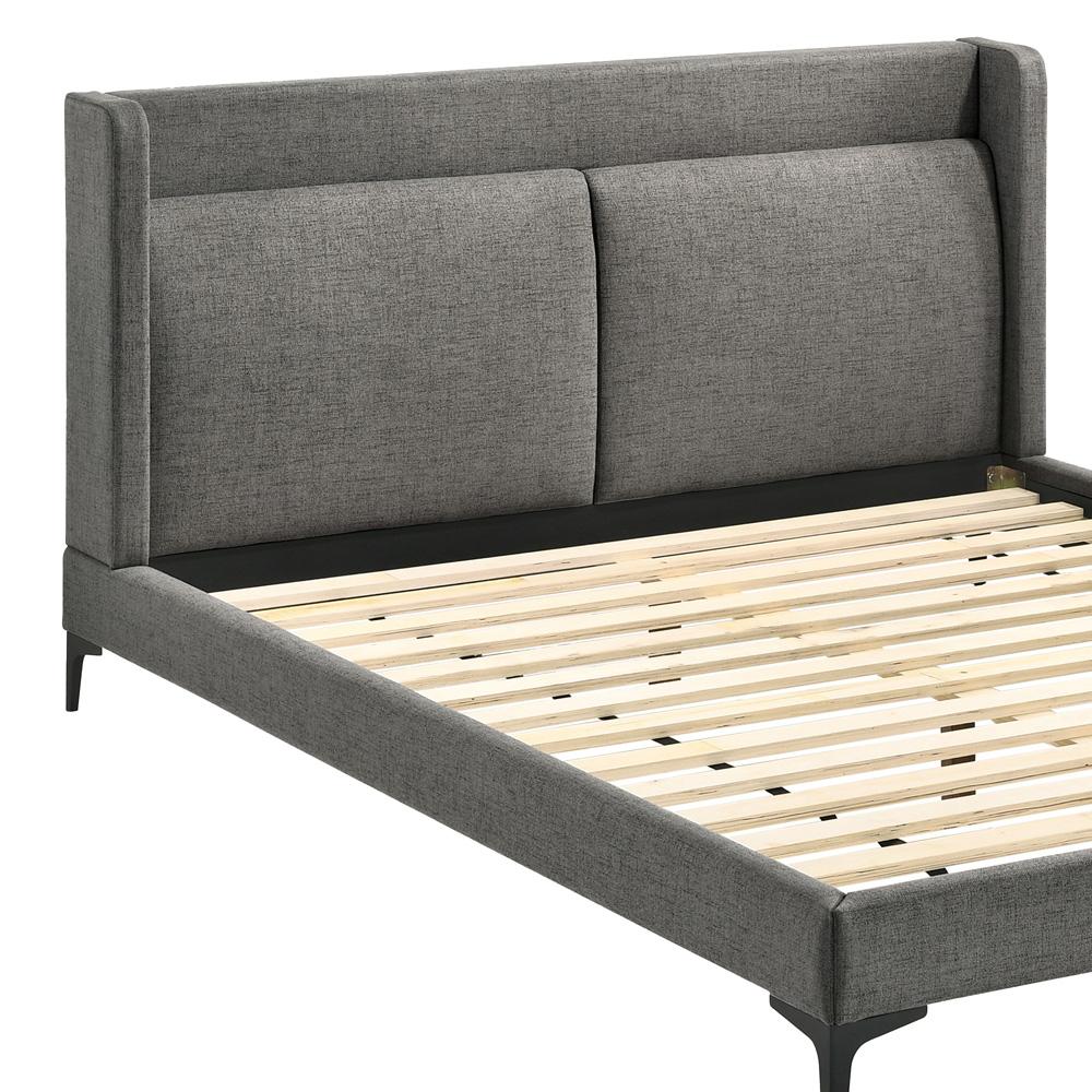 Armen Living - Legend Gray Fabric Queen Platform Bed with Black Metal Legs - LCLEBDCHQN veiw 2
