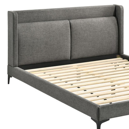 Armen Living - Legend Gray Fabric Queen Platform Bed with Black Metal Legs - LCLEBDCHQN veiw 2