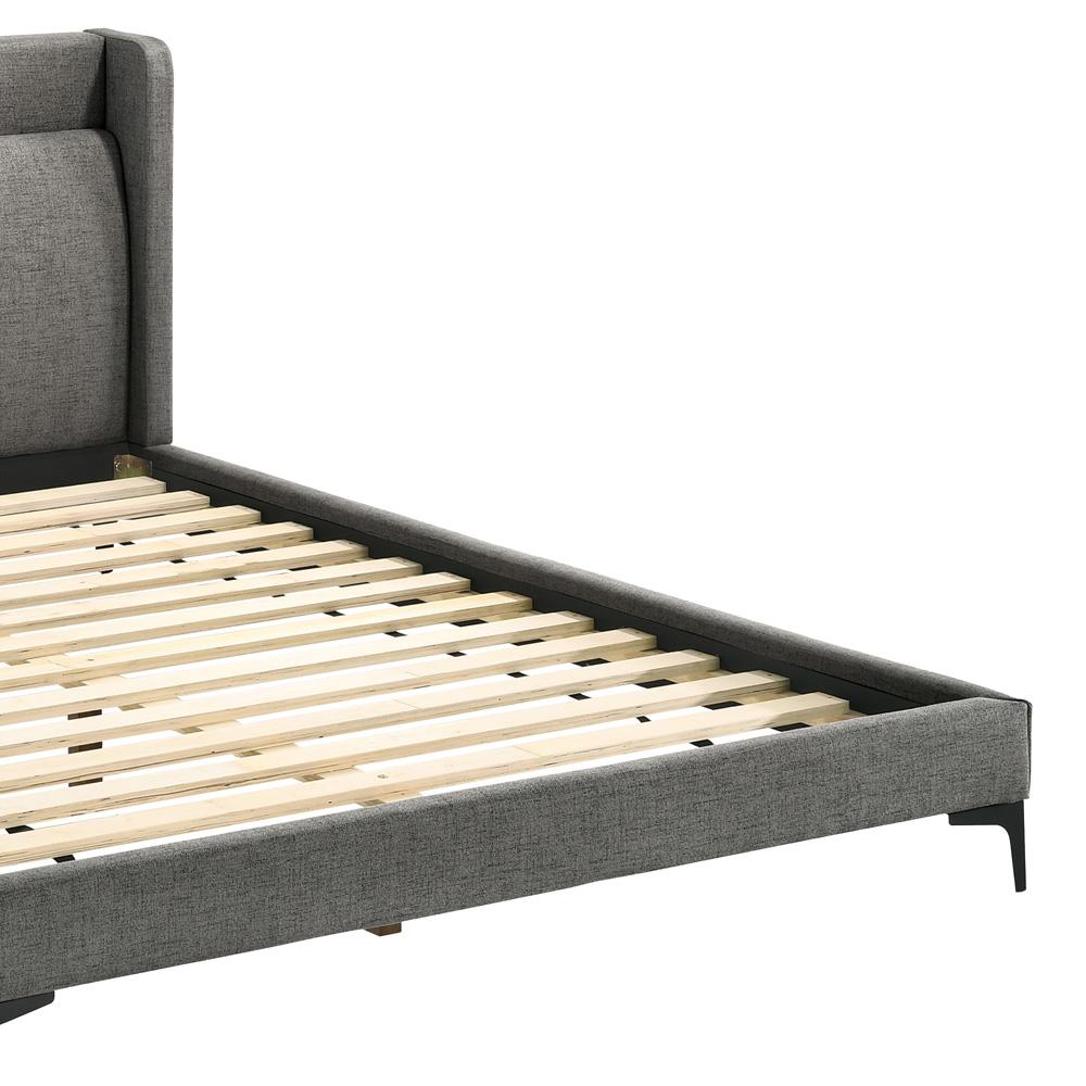 Armen Living - Legend Gray Fabric Queen Platform Bed with Black Metal Legs - LCLEBDCHQN veiw 3