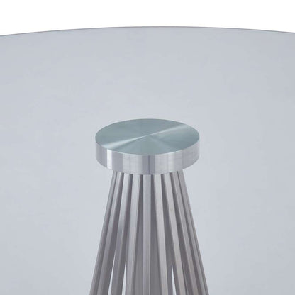 Armen Living - Lindsey Contemporary Dining Table in Brushed Stainless Steel Finish and Clear Glass top - LCLNDIBS veiw 2