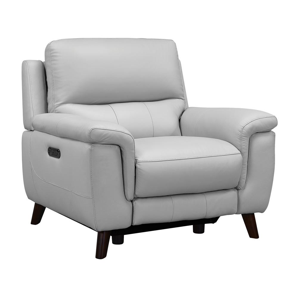 Armen Living - Lizette Contemporary Chair in Dark Brown Wood Finish and Dove Gray Genuine Leather - LCLZ1DV veiw 1