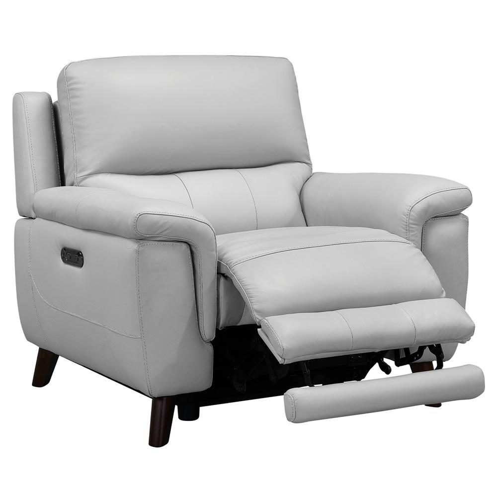 Armen Living - Lizette Contemporary Chair in Dark Brown Wood Finish and Dove Gray Genuine Leather - LCLZ1DV veiw 2