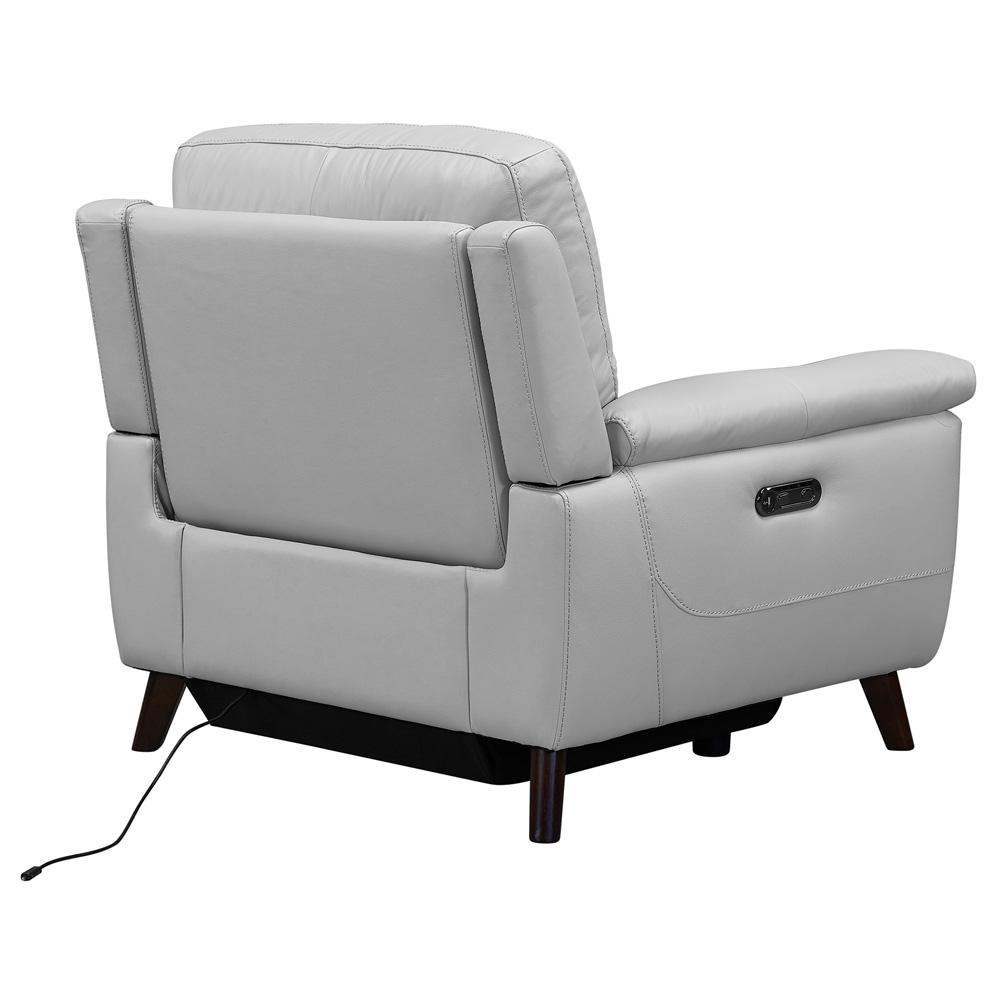Armen Living - Lizette Contemporary Chair in Dark Brown Wood Finish and Dove Gray Genuine Leather - LCLZ1DV veiw 4