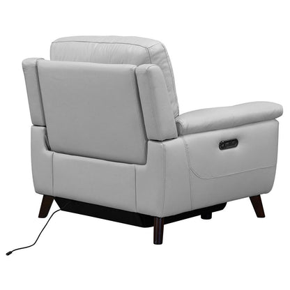 Armen Living - Lizette Contemporary Chair in Dark Brown Wood Finish and Dove Gray Genuine Leather - LCLZ1DV veiw 4