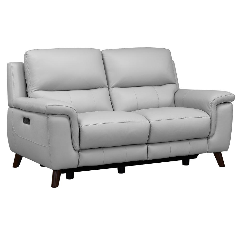 Armen Living - Lizette Contemporary Loveseat in Dark Brown Wood Finish and Dove Gray Genuine Leather - LCLZ2DV veiw 2