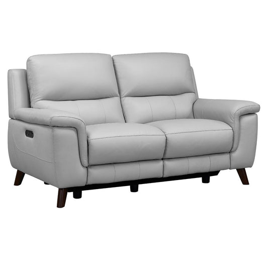 Armen Living - Lizette Contemporary Loveseat in Dark Brown Wood Finish and Dove Gray Genuine Leather - LCLZ2DV veiw 2