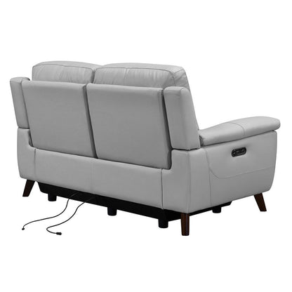 Armen Living - Lizette Contemporary Loveseat in Dark Brown Wood Finish and Dove Gray Genuine Leather - LCLZ2DV veiw 4