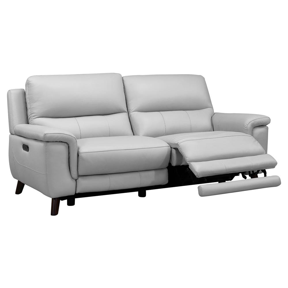 Armen Living - Lizette Contemporary Sofa in Dark Brown Wood Finish and Dove Gray Genuine Leather - LCLZ3DV veiw 3