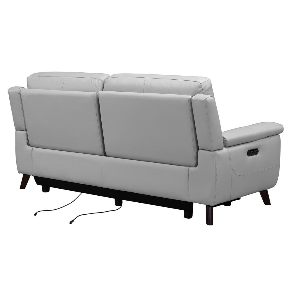 Armen Living - Lizette Contemporary Sofa in Dark Brown Wood Finish and Dove Gray Genuine Leather - LCLZ3DV veiw 4