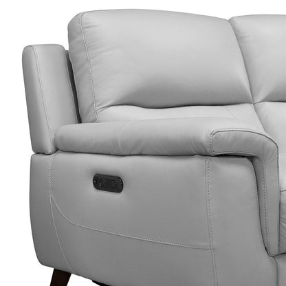 Armen Living - Lizette Contemporary Sofa in Dark Brown Wood Finish and Dove Gray Genuine Leather - LCLZ3DV veiw 5