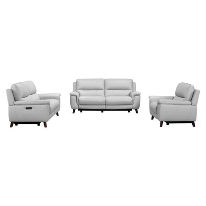 Armen Living - Lizette Contemporary Sofa in Dark Brown Wood Finish and Dove Gray Genuine Leather - LCLZ3DV veiw 9