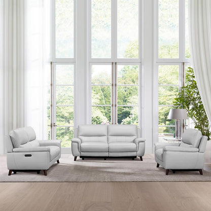 Armen Living - Lizette Contemporary Sofa in Dark Brown Wood Finish and Dove Gray Genuine Leather - LCLZ3DV veiw 10