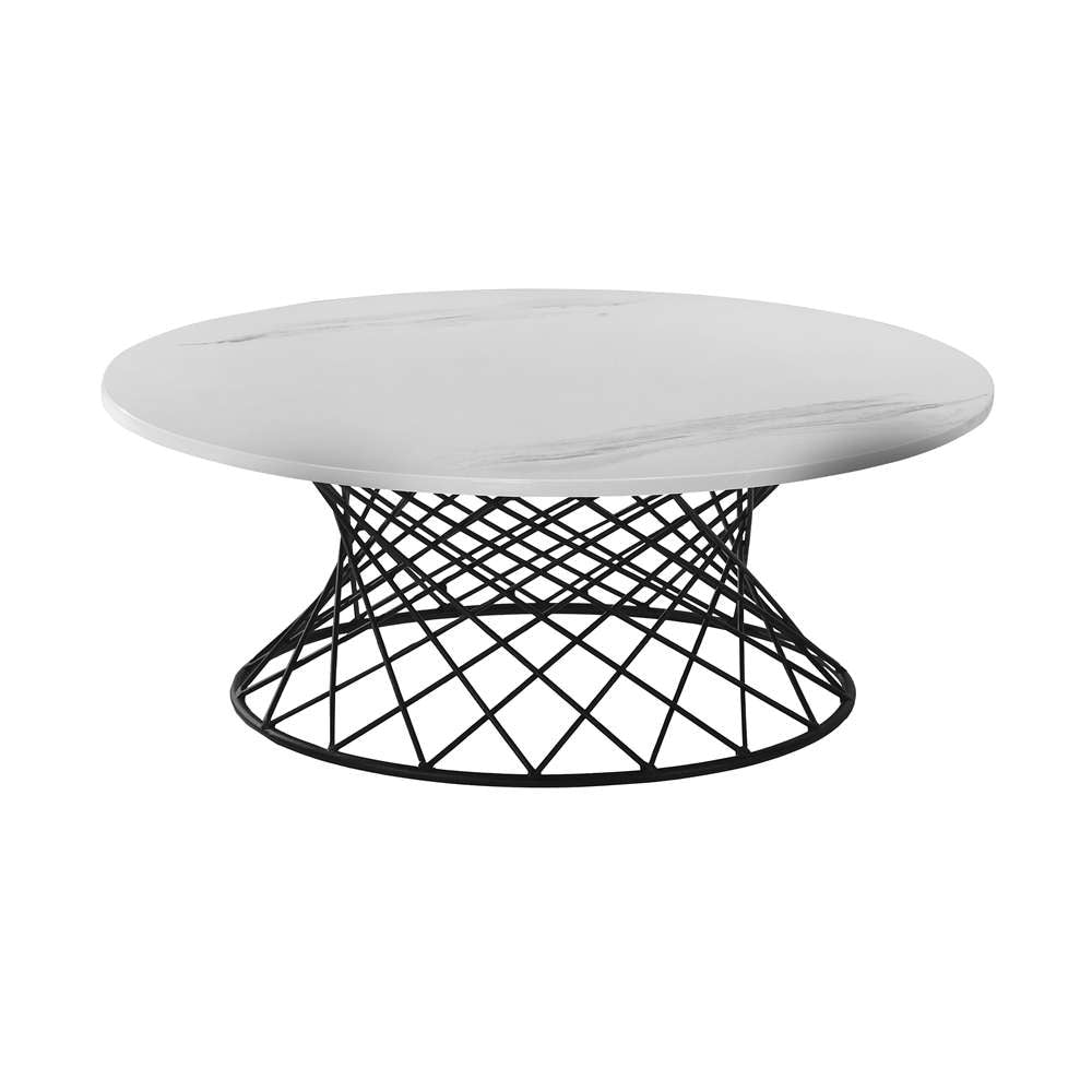 Armen Living - Loxley White Marble Coffee Table with Black Metal Base - LCLXCOMB veiw 1