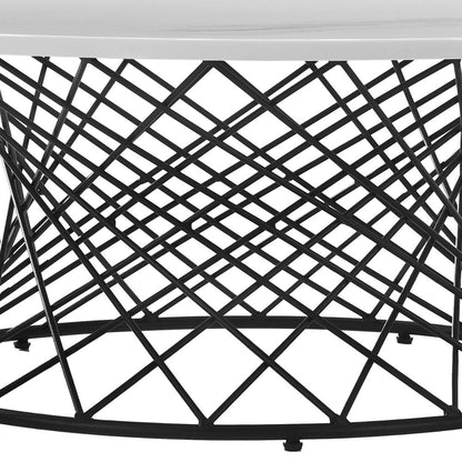 Armen Living - Loxley White Marble Coffee Table with Black Metal Base - LCLXCOMB veiw 4