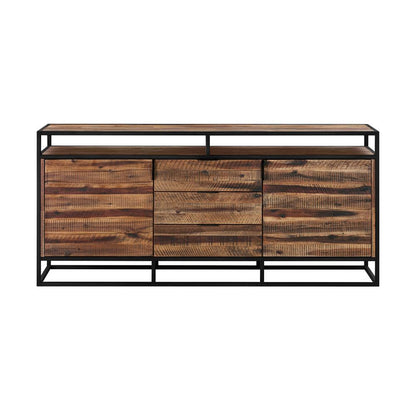 Armen Living - Ludgate 3 Drawer Sideboard Buffet in Acacia and Black Metal - LCLDBURU - CLOSEOUT veiw 1