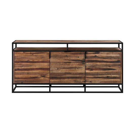 Armen Living - Ludgate 3 Drawer Sideboard Buffet in Acacia and Black Metal - LCLDBURU - CLOSEOUT veiw 1