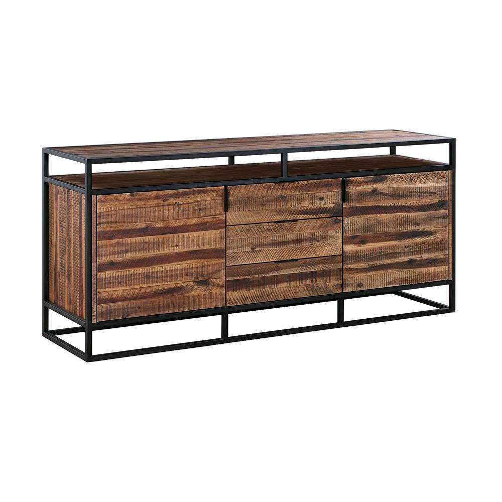 Armen Living - Ludgate 3 Drawer Sideboard Buffet in Acacia and Black Metal - LCLDBURU - CLOSEOUT veiw 2