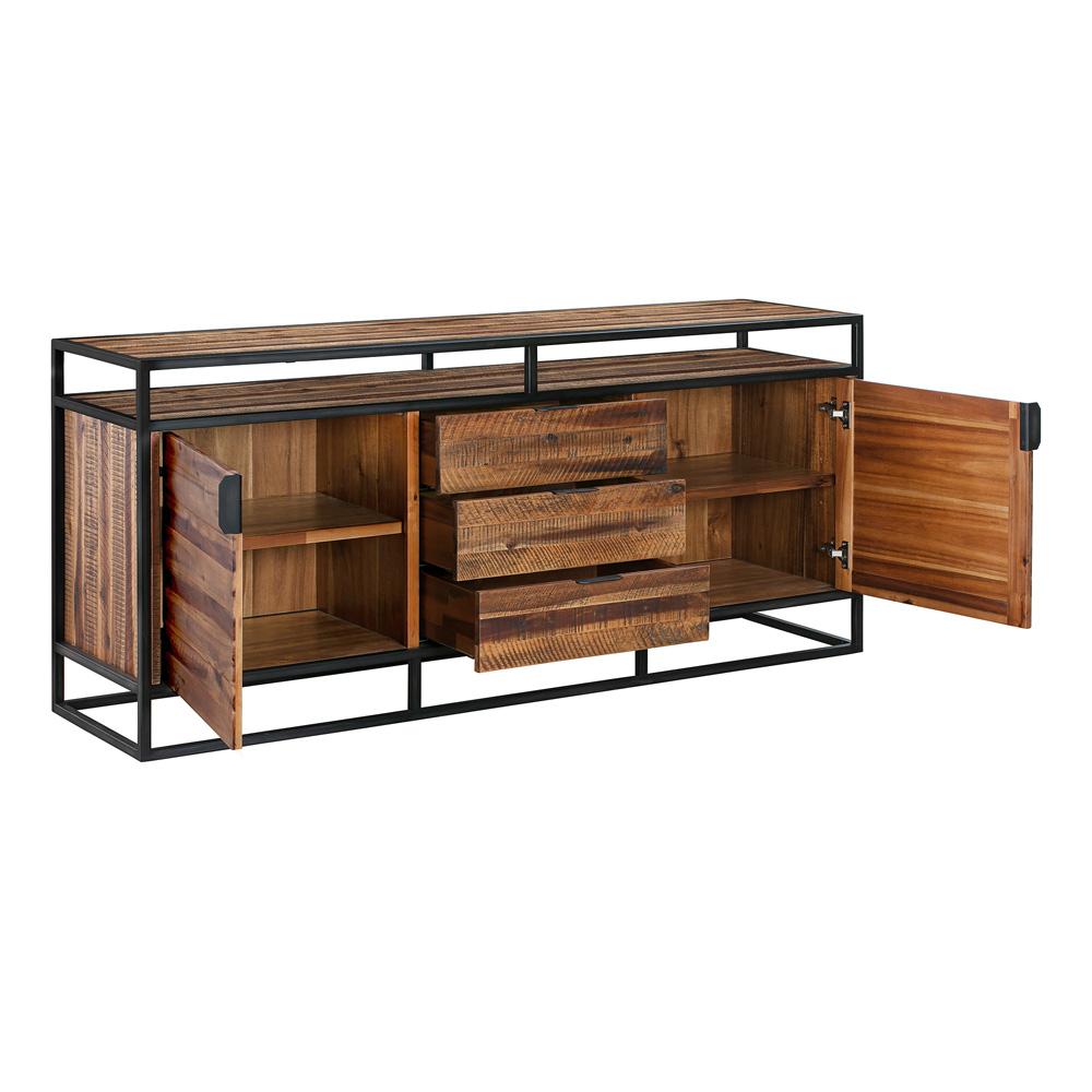 Armen Living - Ludgate 3 Drawer Sideboard Buffet in Acacia and Black Metal - LCLDBURU - CLOSEOUT veiw 3