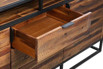 Armen Living - Ludgate 3 Drawer Sideboard Buffet in Acacia and Black Metal - LCLDBURU - CLOSEOUT veiw 5