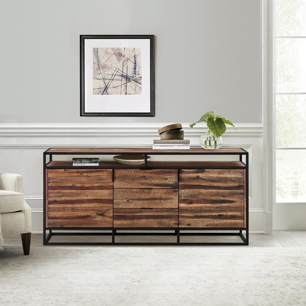 Armen Living - Ludgate 3 Drawer Sideboard Buffet in Acacia and Black Metal - LCLDBURU - CLOSEOUT veiw 7