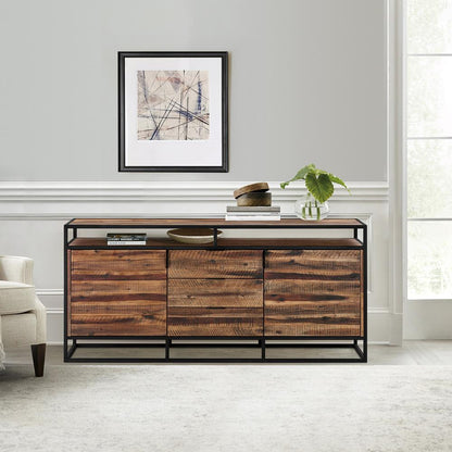 Armen Living - Ludgate 3 Drawer Sideboard Buffet in Acacia and Black Metal - LCLDBURU - CLOSEOUT veiw 7