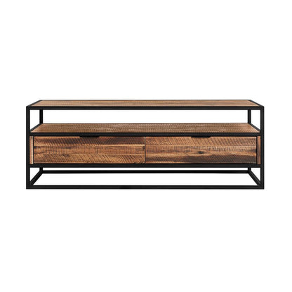Armen Living - Ludgate Rectangle Coffee Table with Shelf in Acacia and Black Metal - LCLDCORU_CLOSEOUT veiw 1