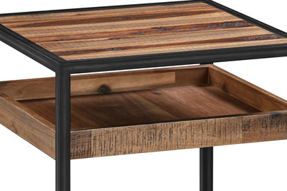 Armen Living - Ludgate Square End Table with Shelf in Acacia and Black Metal - LCLDLARU_CLOSEOUT veiw 3