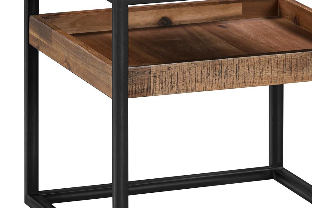 Armen Living - Ludgate Square End Table with Shelf in Acacia and Black Metal - LCLDLARU_CLOSEOUT veiw 4