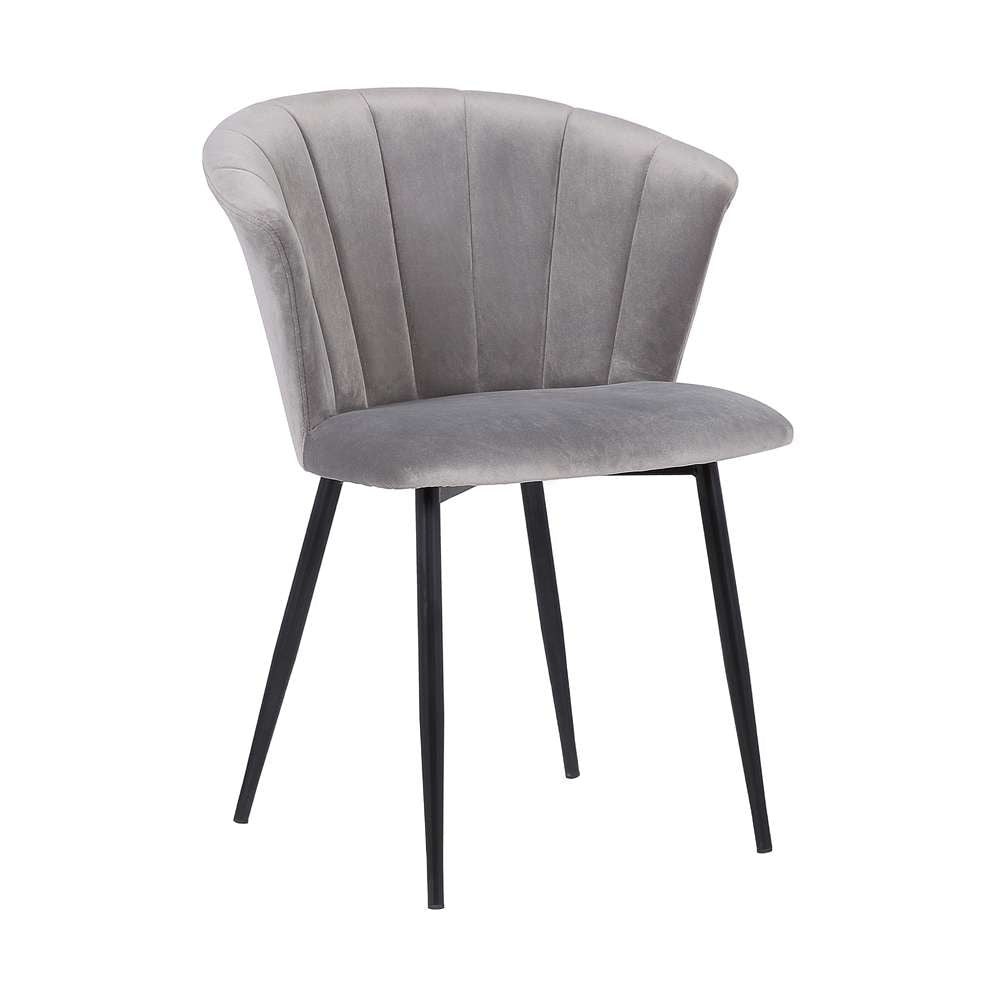 Armen Living - Lulu Contemporary Dining Chair in Black Powder Coated Finish and Gray Velvet - LCLUCHBLGREY veiw 1