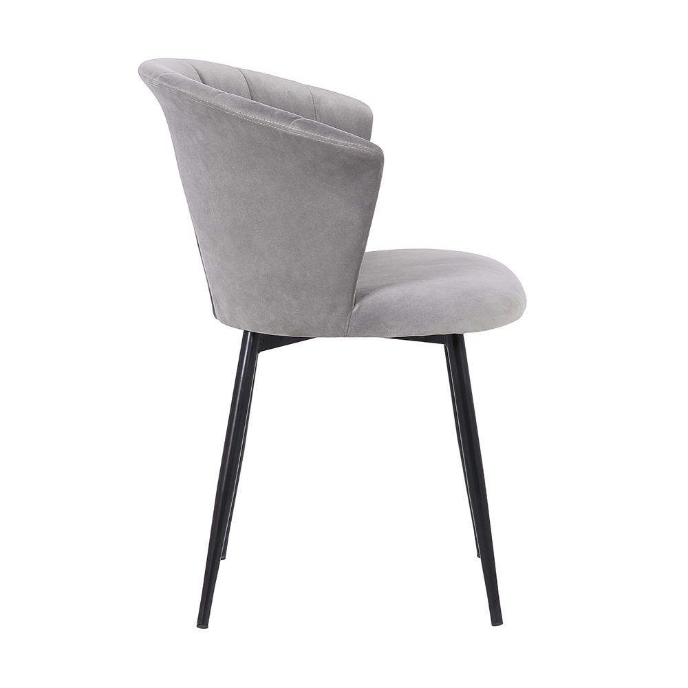 Armen Living - Lulu Contemporary Dining Chair in Black Powder Coated Finish and Gray Velvet - LCLUCHBLGREY veiw 3