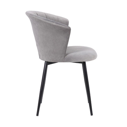 Armen Living - Lulu Contemporary Dining Chair in Black Powder Coated Finish and Gray Velvet - LCLUCHBLGREY veiw 3