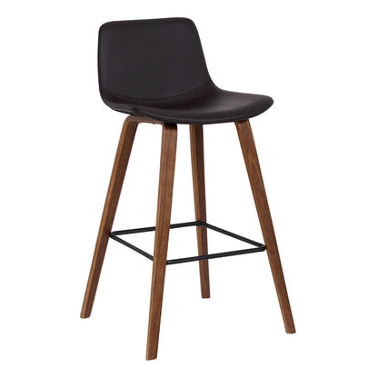 Armen Living - Maddie Contemporary 26in Barstool in Walnut Wood Finish and Brown Faux Leather - LCMDBAWABR26 veiw 1