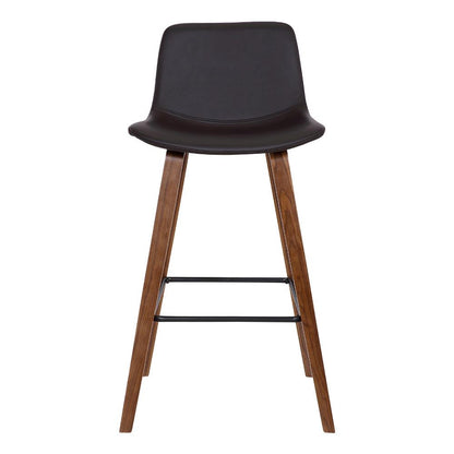 Armen Living - Maddie Contemporary 26in Barstool in Walnut Wood Finish and Brown Faux Leather - LCMDBAWABR26 veiw 2