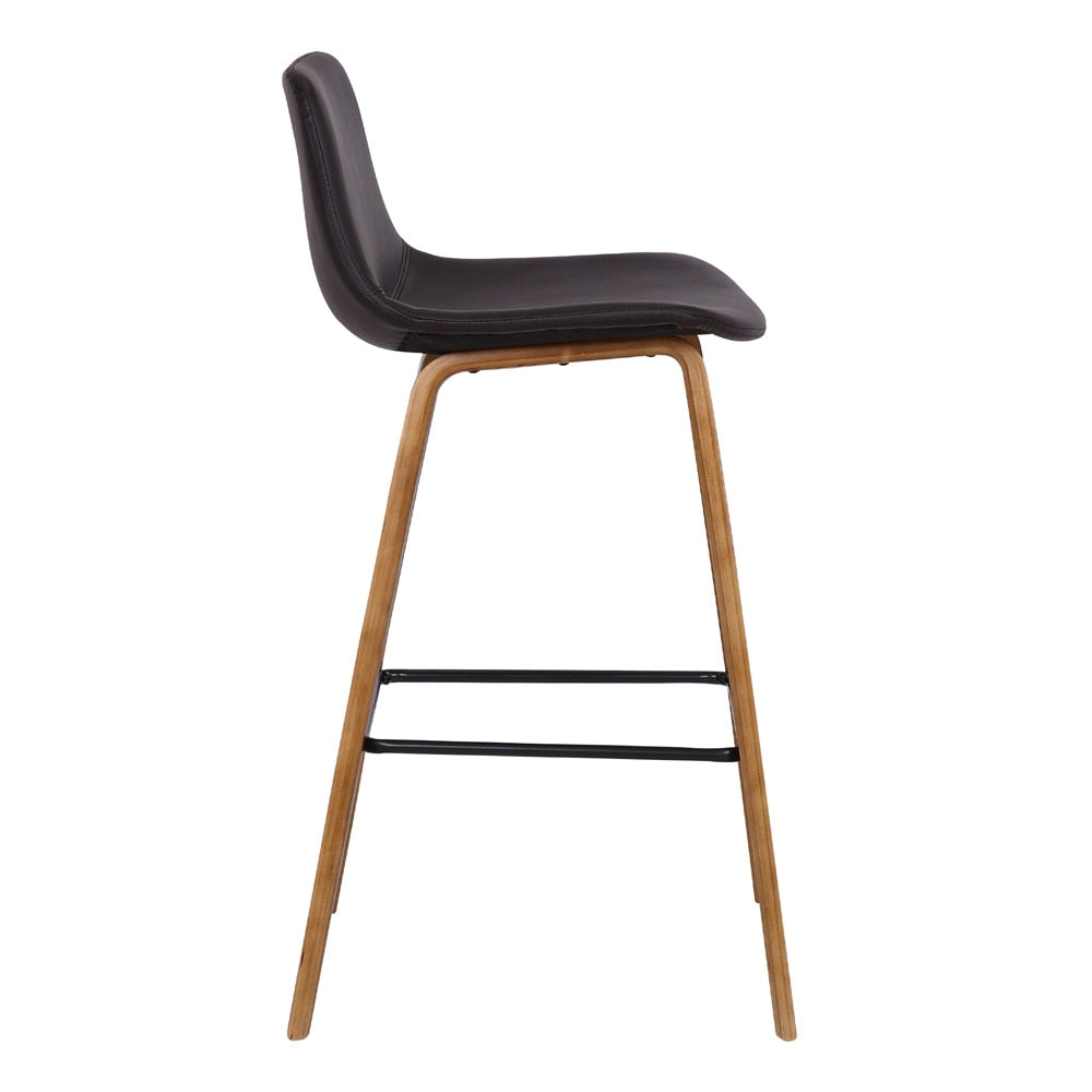 Armen Living - Maddie Contemporary 26in Barstool in Walnut Wood Finish and Brown Faux Leather - LCMDBAWABR26 veiw 3