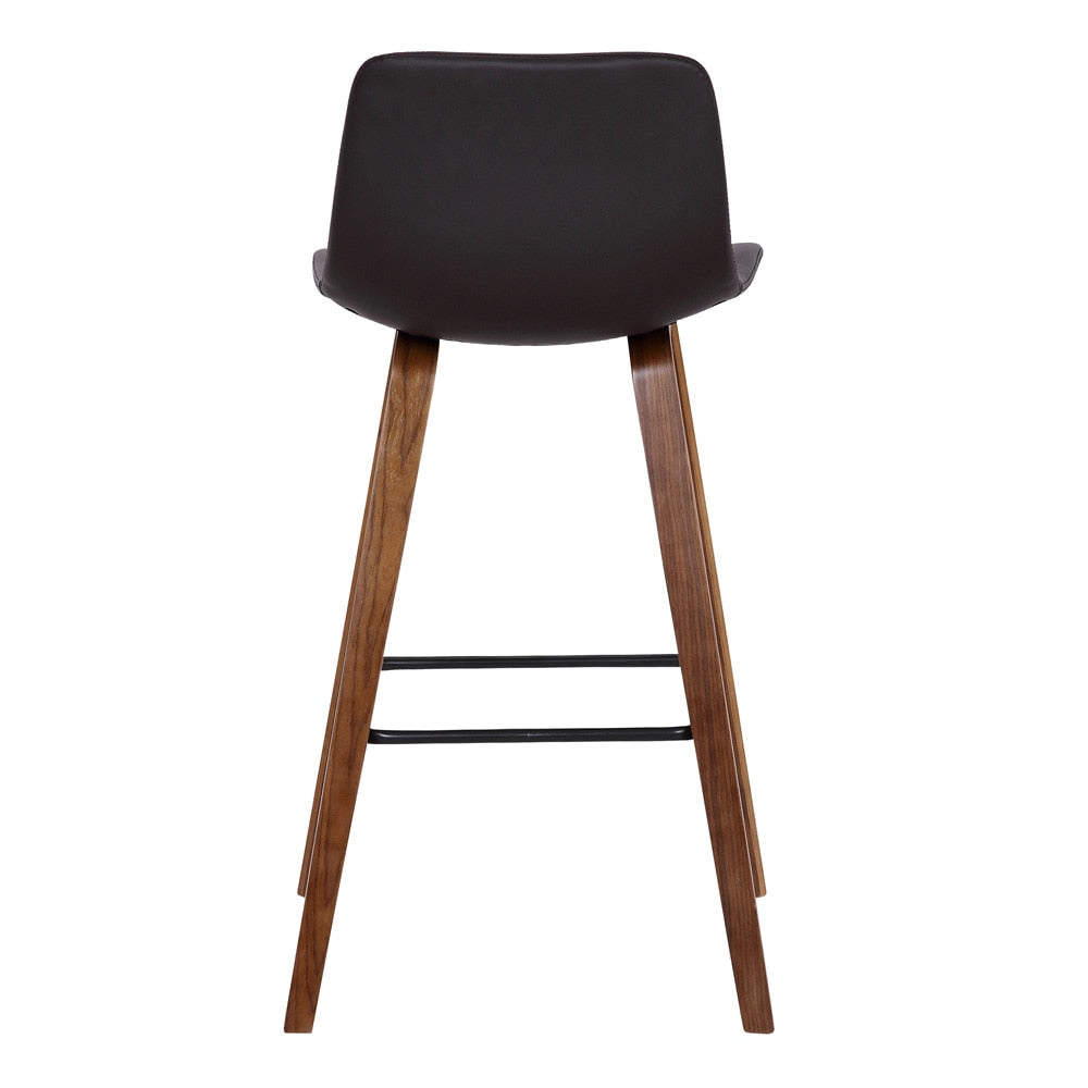 Armen Living - Maddie Contemporary 26in Barstool in Walnut Wood Finish and Brown Faux Leather - LCMDBAWABR26 veiw 5