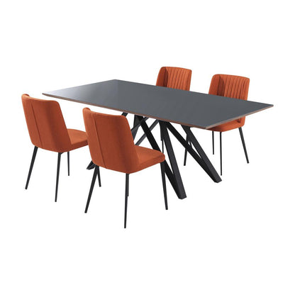 Armen Living - Maine Contemporary Gray Glass 5 Piece Metal Dining Set - SETURDIMAOR veiw 1