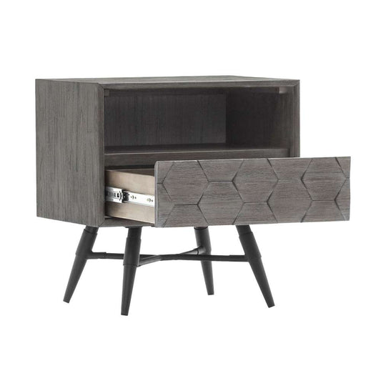 Armen Living - Makena 1 Drawer Night Stand in Grey Acacia Wood - LCMKLATG veiw 2