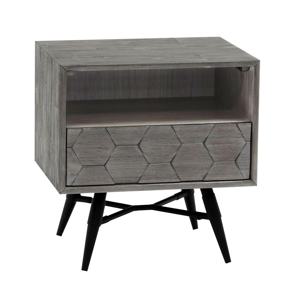 Armen Living - Makena 1 Drawer Night Stand in Grey Acacia Wood - LCMKLATG veiw 4