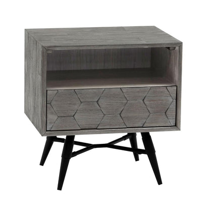 Armen Living - Makena 1 Drawer Night Stand in Grey Acacia Wood - LCMKLATG veiw 4