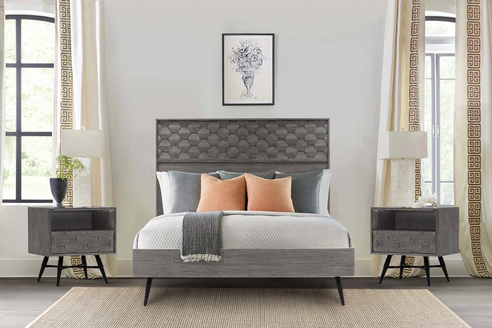 Armen Living - Makena 3 Piece Queen Bedroom Set in Grey Acacia Wood - SETMKBDQN3A veiw 8