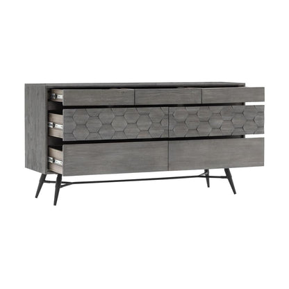 Armen Living - Makena 4 Piece King Bedroom Set in Grey Acacia Wood - SETMKBDKG4A veiw 5