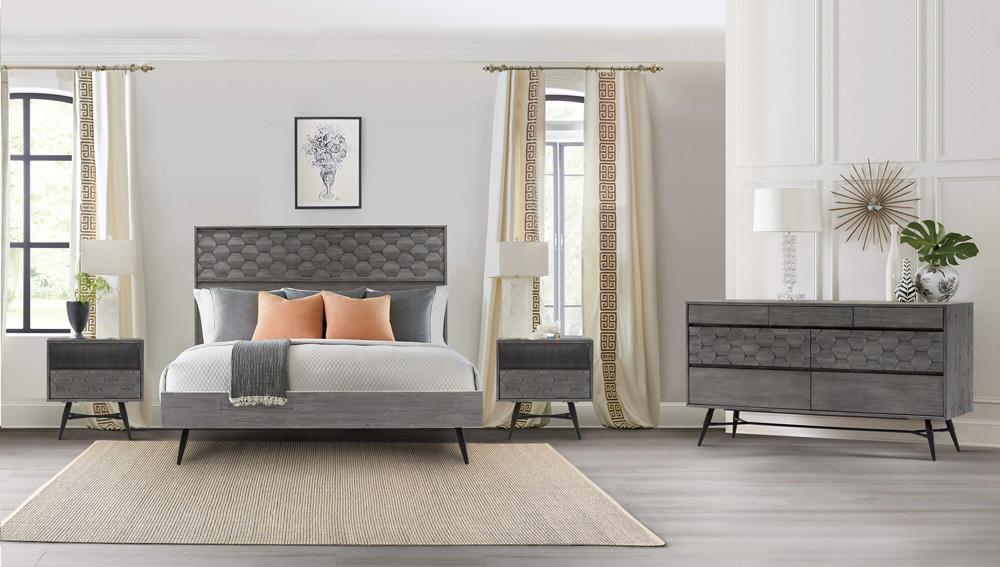 Armen Living - Makena 4 Piece King Bedroom Set in Grey Acacia Wood - SETMKBDKG4A veiw 10