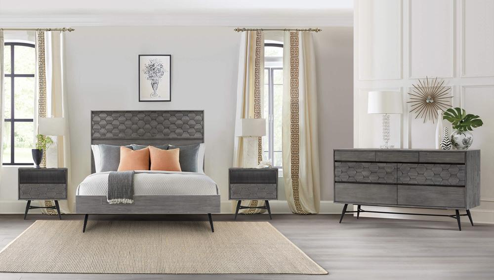 Armen Living - Makena 4 Piece Queen Bedroom Set in Grey Acacia Wood - SETMKBDQN4A veiw 10