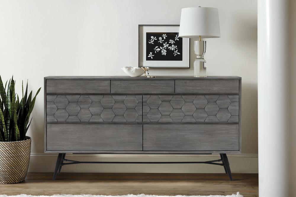 Armen Living - Makena 6 Drawer Dresser in Grey Acacia Wood - LCMKDRTG veiw 8