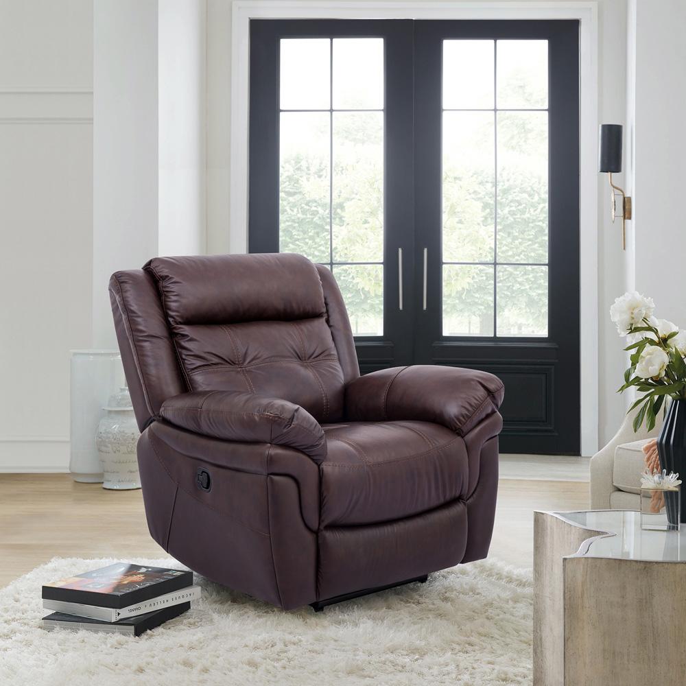 Armen Living - Marcel Manual Recliner Chair in Dark Brown Leather - LCMC1BR veiw 10
